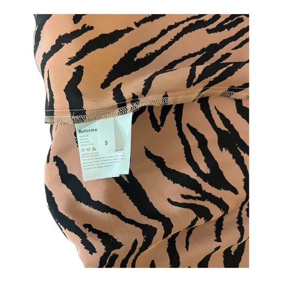 Reformation Tiger Print Wrap Dress Women’s Size Small Long Sleeve V-Neck Mini - Picture 6 of 6